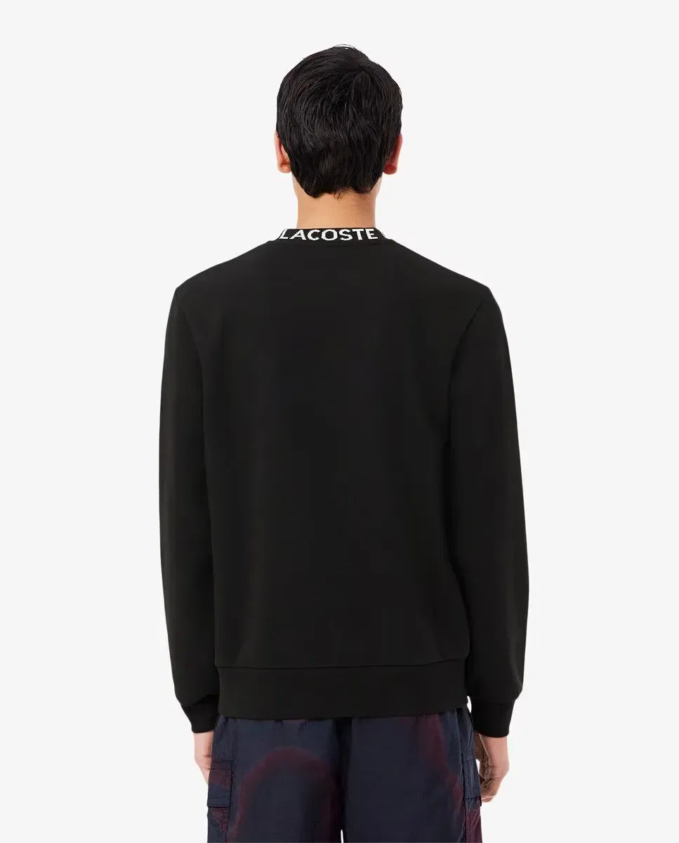Мужская джерсовая кофта с жаккардовыми деталями Lacoste, Negro — фото 2