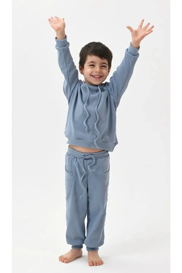 Детские спортивные штаны для девочек хлопковые Jogger Unisex Sweatpants Green Attitude, Light Blue — фото 2
