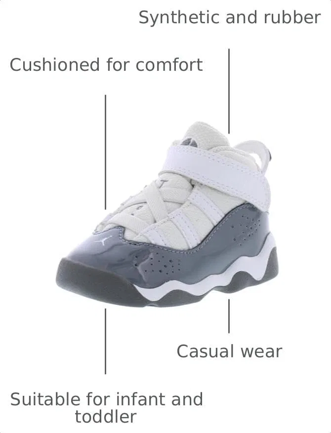 Детские кроссовки для мальчиков Jordan 6 Rings Nike, White/Cool Grey/White — фото 3