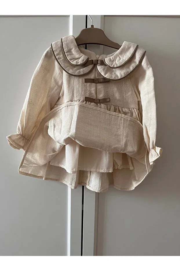 Детское платье для девочек с длинным рукавом Wondress Baby, Nude Color — фото 4