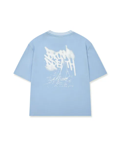 Детская футболка с быстросохнущей тканью и принтом Sky Blue BROWNBREATH KIDS — фото 2