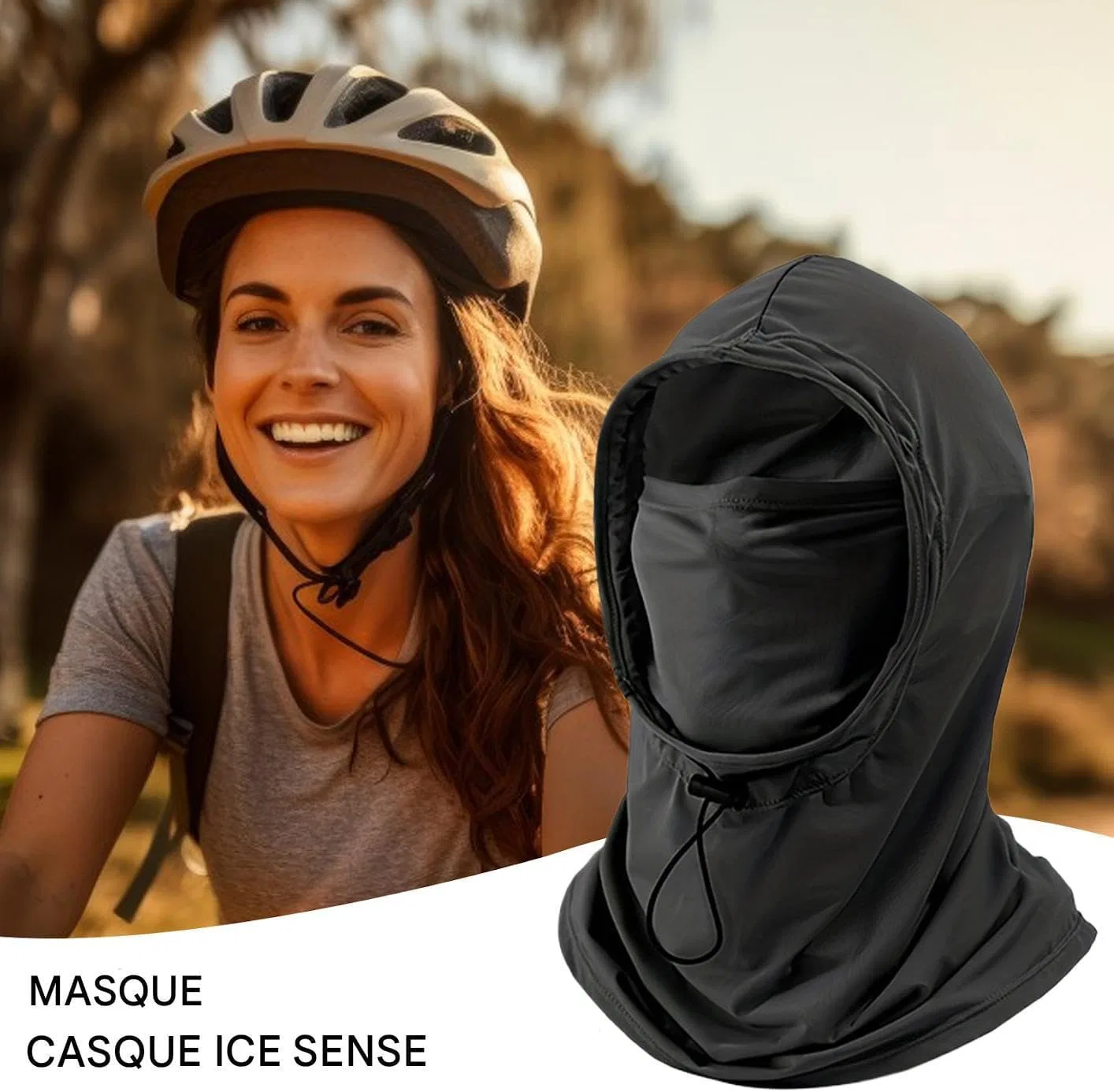 Маска для лица солнцезащитная Ice Silk UPF 50+, Rrlihjgu, 40 x 46 см, Black — фото 2