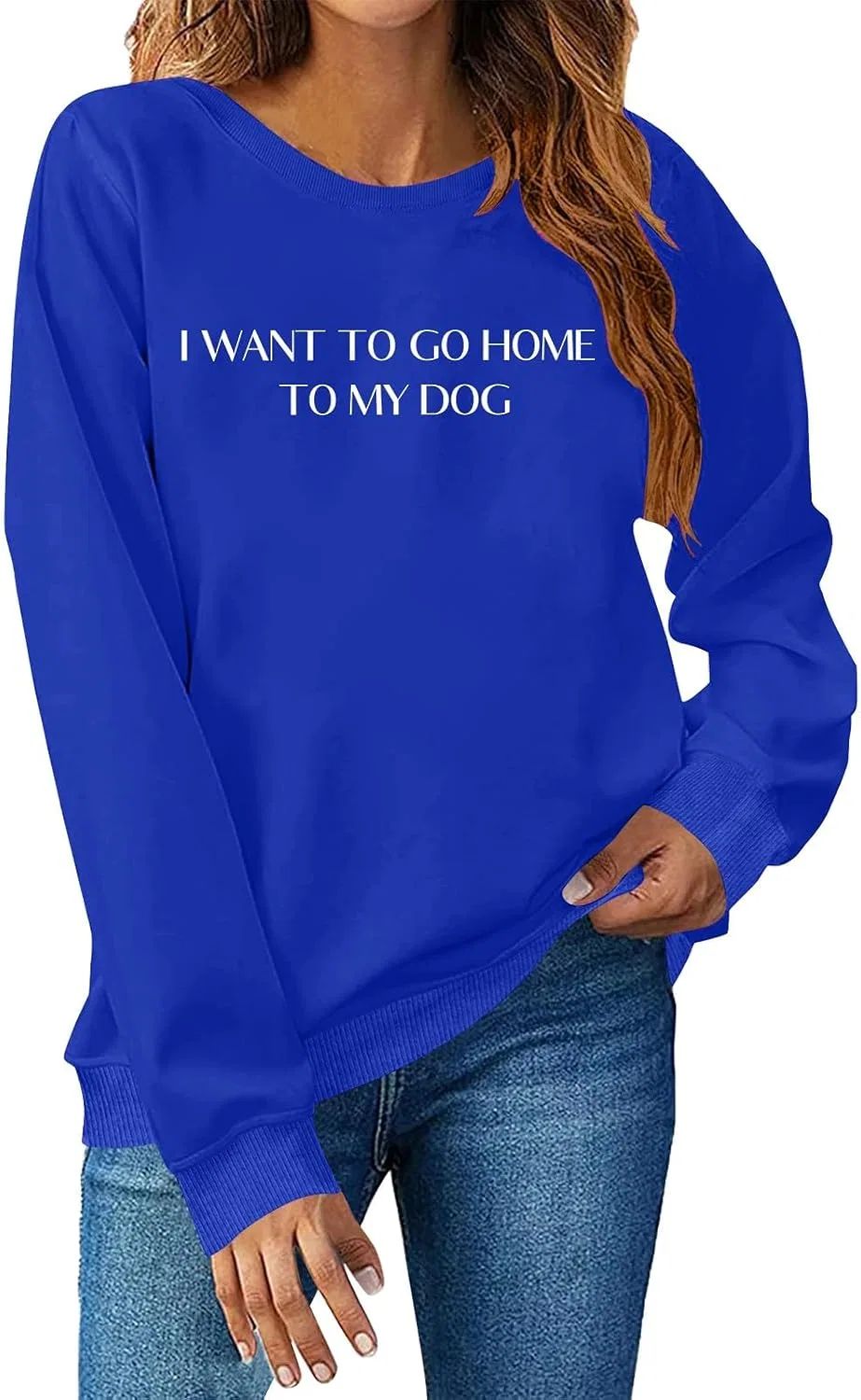 Женский свитшот I Want To Go Jone To My Dog, синий — фото 2