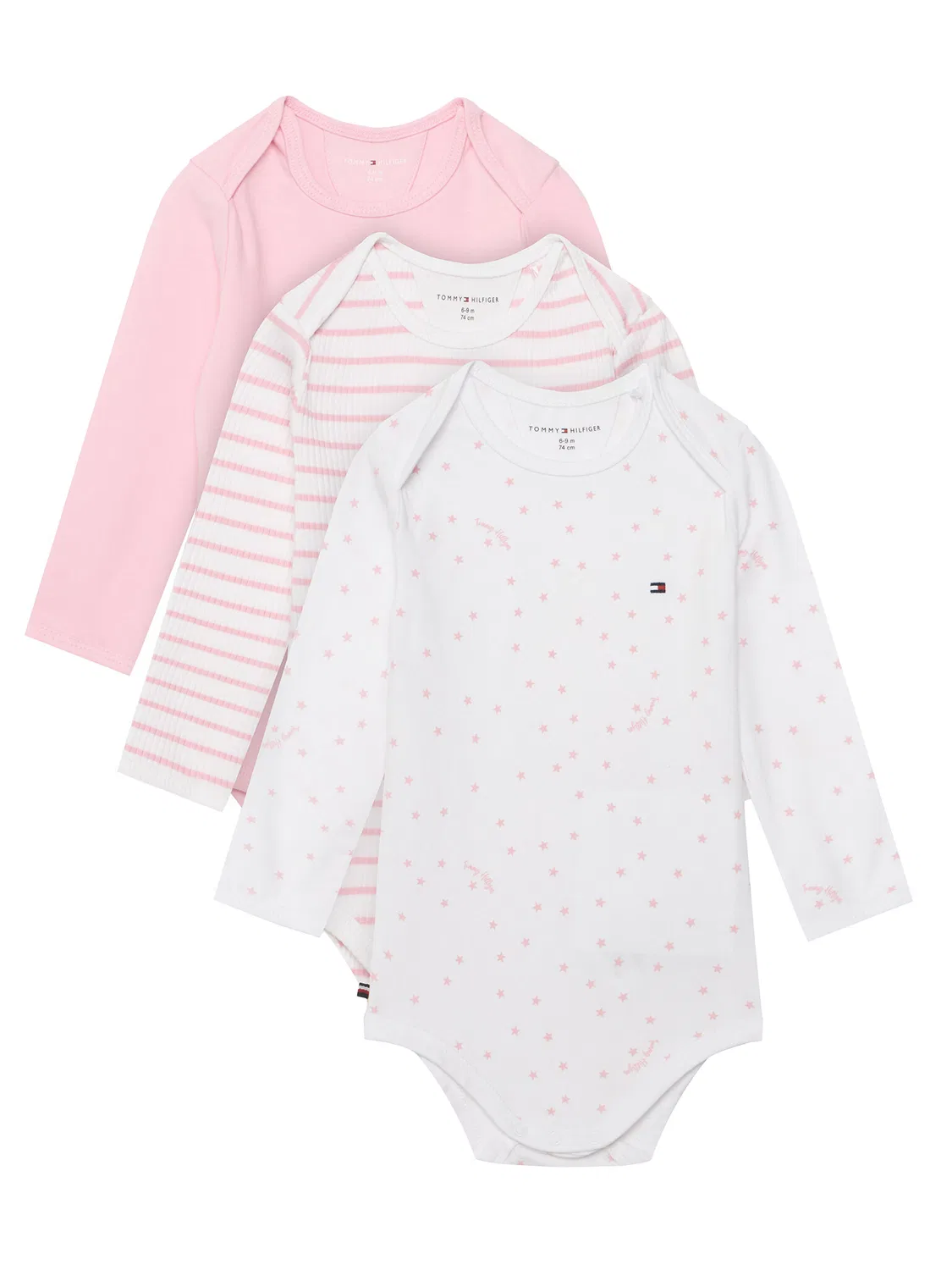 Комплект детского боди для девочки Pack Seasonal Body Ls Giftbox Tommy Hilfiger, светло-розовый