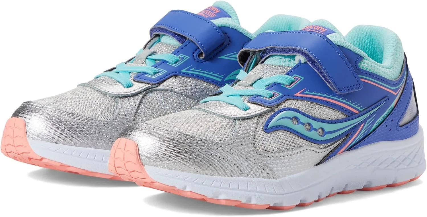 Детские кроссовки для бега с альтернативной застежкой Cohesion 14 Saucony, Silver/Periwinkle/Turq