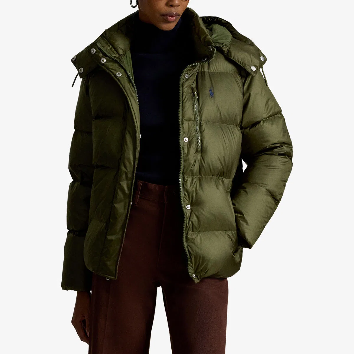 Пальто из пуха с вышитым логотипом бренда Polo Ralph Lauren — фото 3