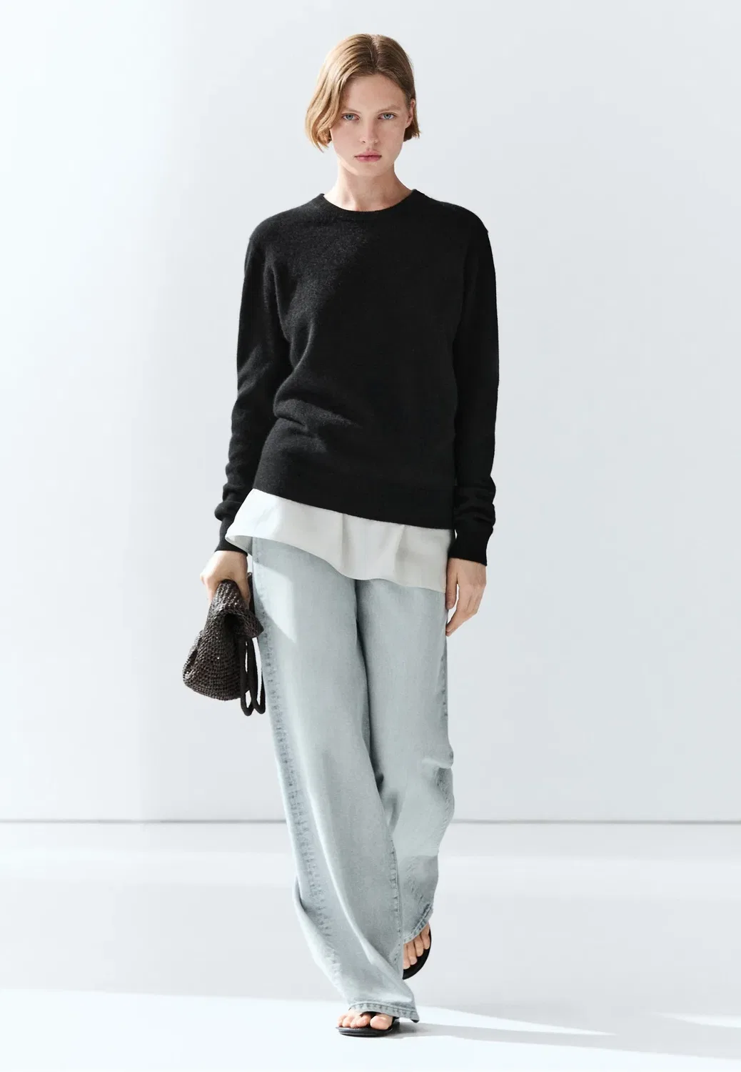 Свитер с длинными рукавами из 100% кашемира Massimo Dutti, Black — фото 2