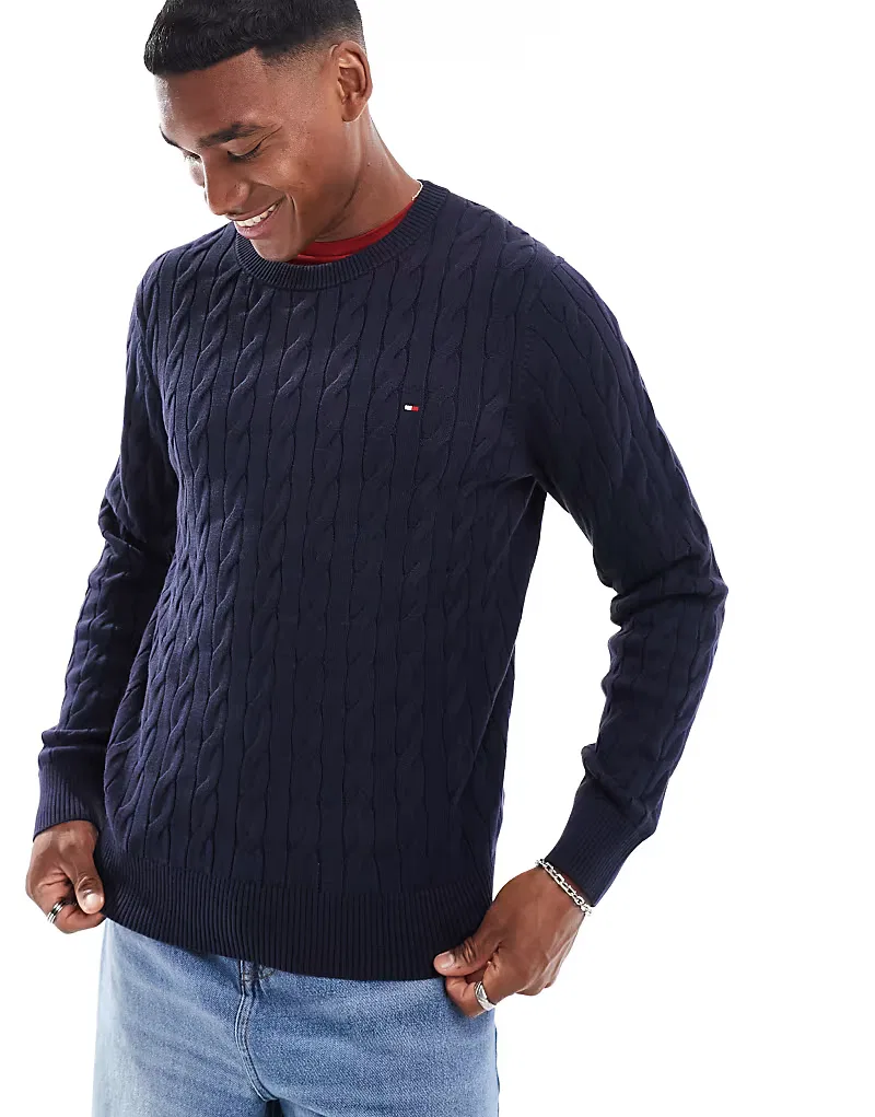 Классический вязаный джемпер Tommy Hilfiger, темно-синий