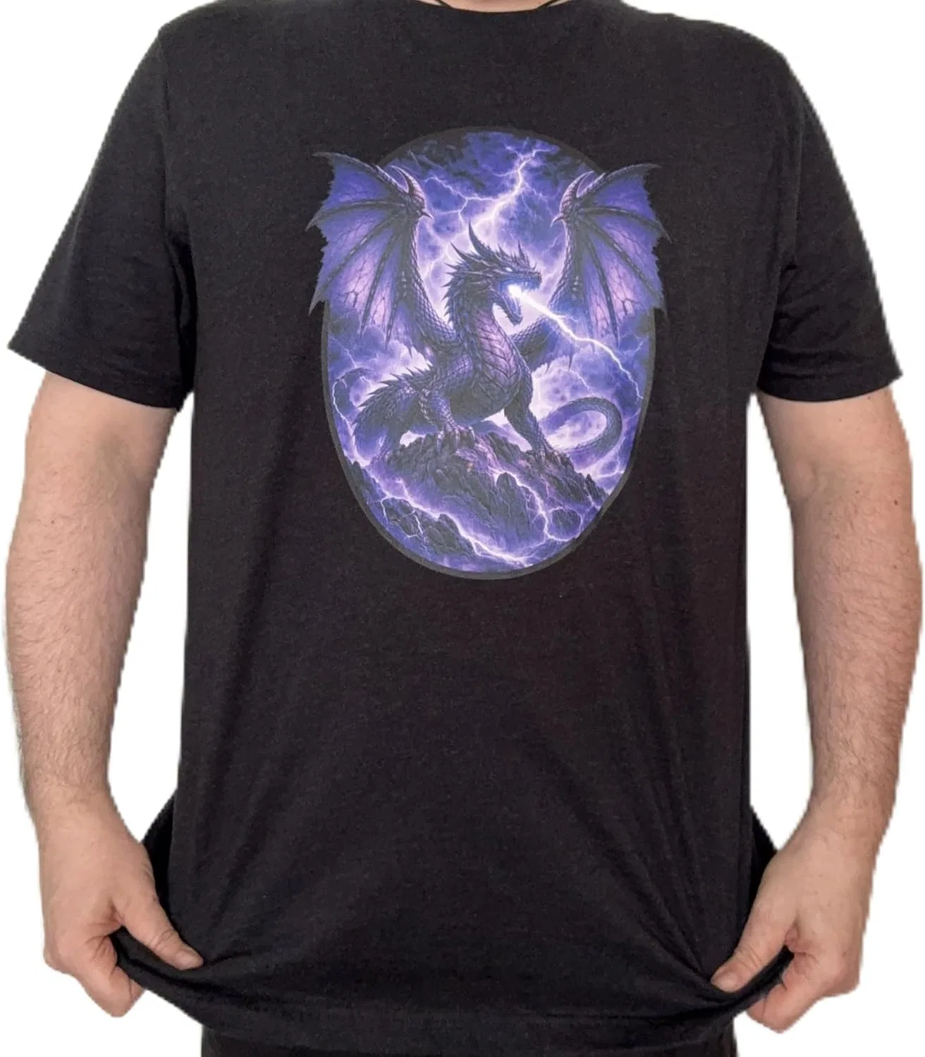 Мужская футболка с принтом Storm Dragon Graphic, тёмно-синий меланж