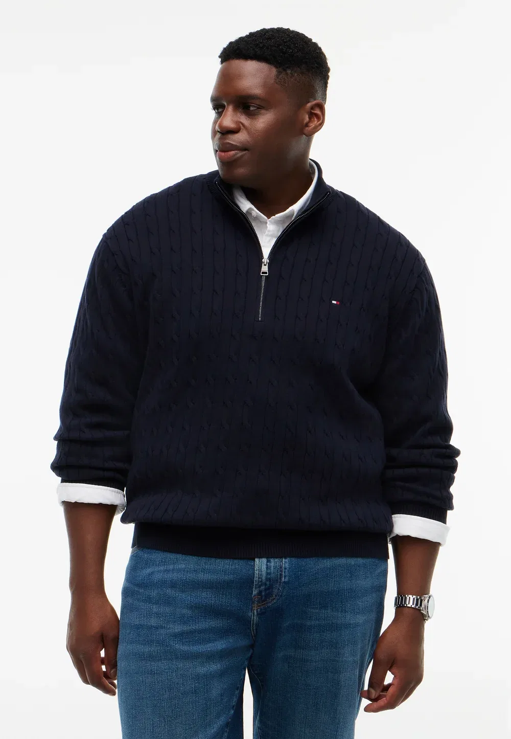 Классический кабельный жгут-имитация - джемпер Tommy Hilfiger, Navy Blue