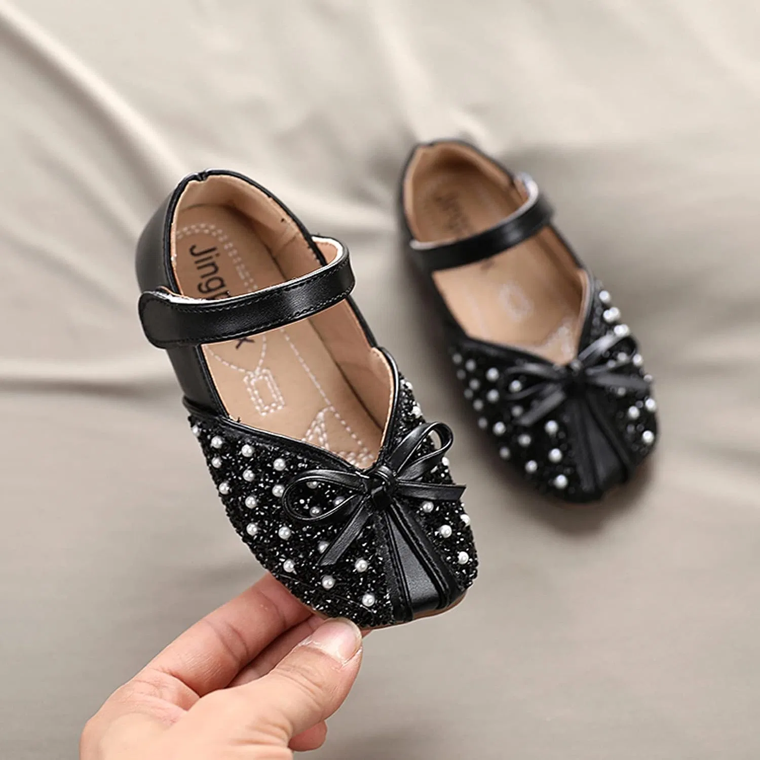 Детские туфли Мэри Джейн с бантом для девочек Stunner, Rhinestone Black — фото 2
