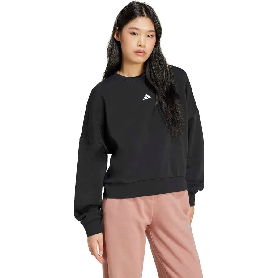Женский спортивный свитшот с длинным рукавом Essentials Small Logo Feelcozy adidas, Черно-белый — фото 3