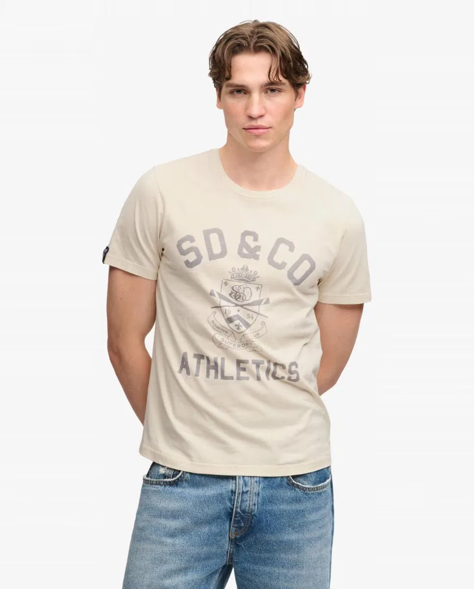 Мужская футболка, Gothic Varsity, Superdry, бежевый