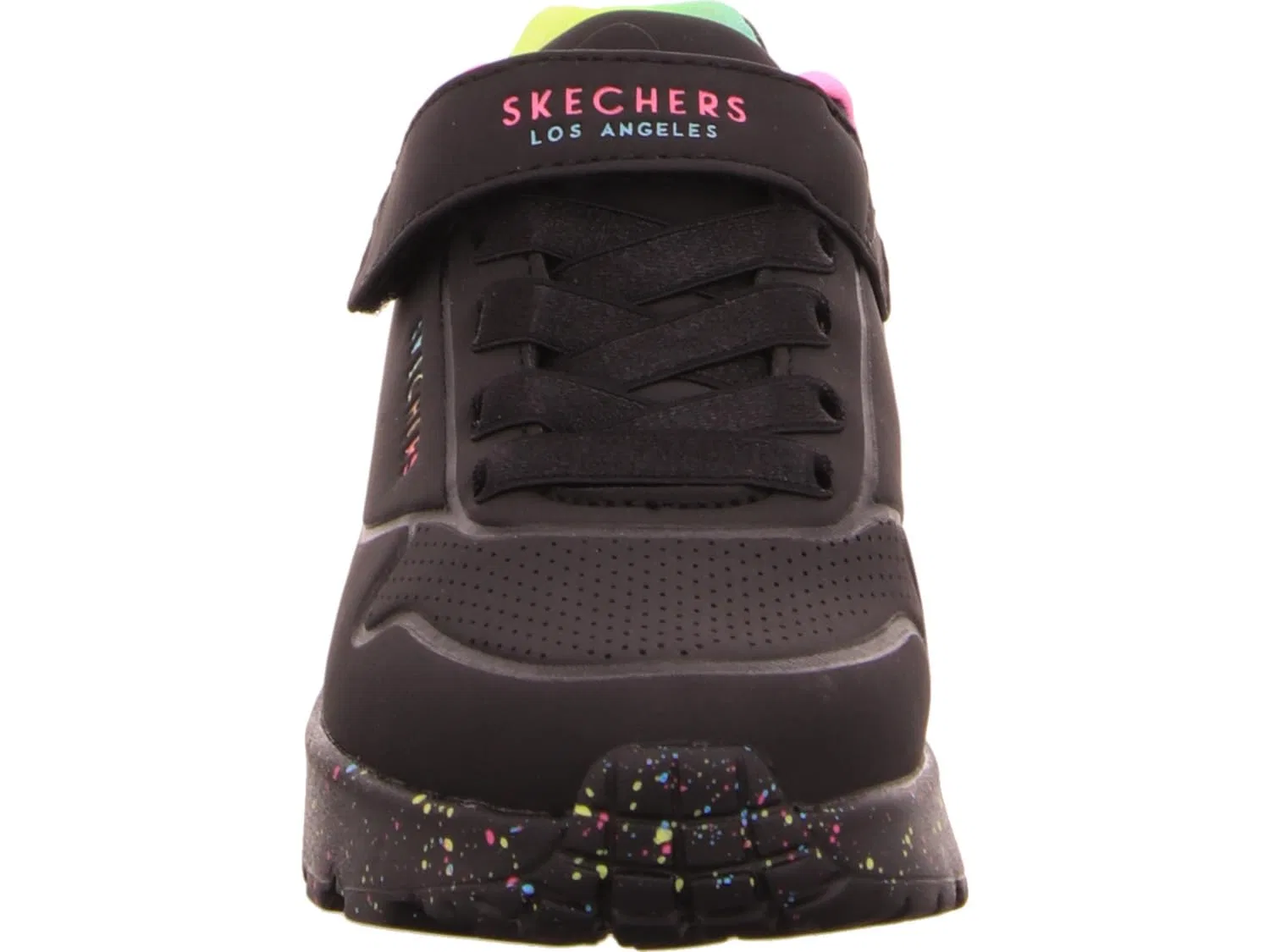 Детские кроссовки для девочек с принтом Uno Lite Rainbow Specks Skechers, Black Pu Multi Rainbow Trim — фото 4