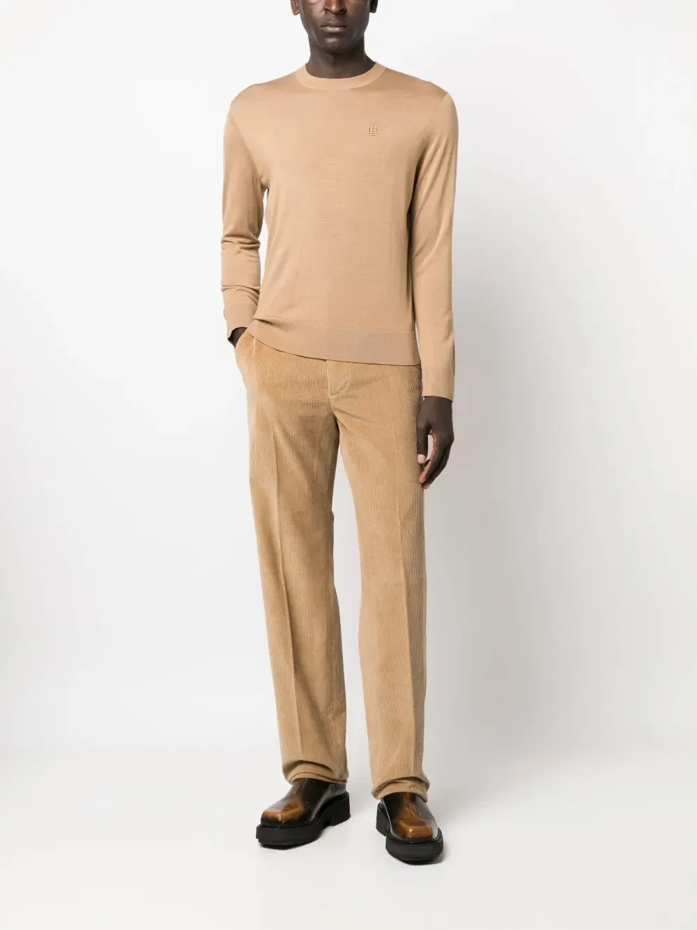 Вельветовые брюки прямого кроя Dsquared2, бежевый — фото 2