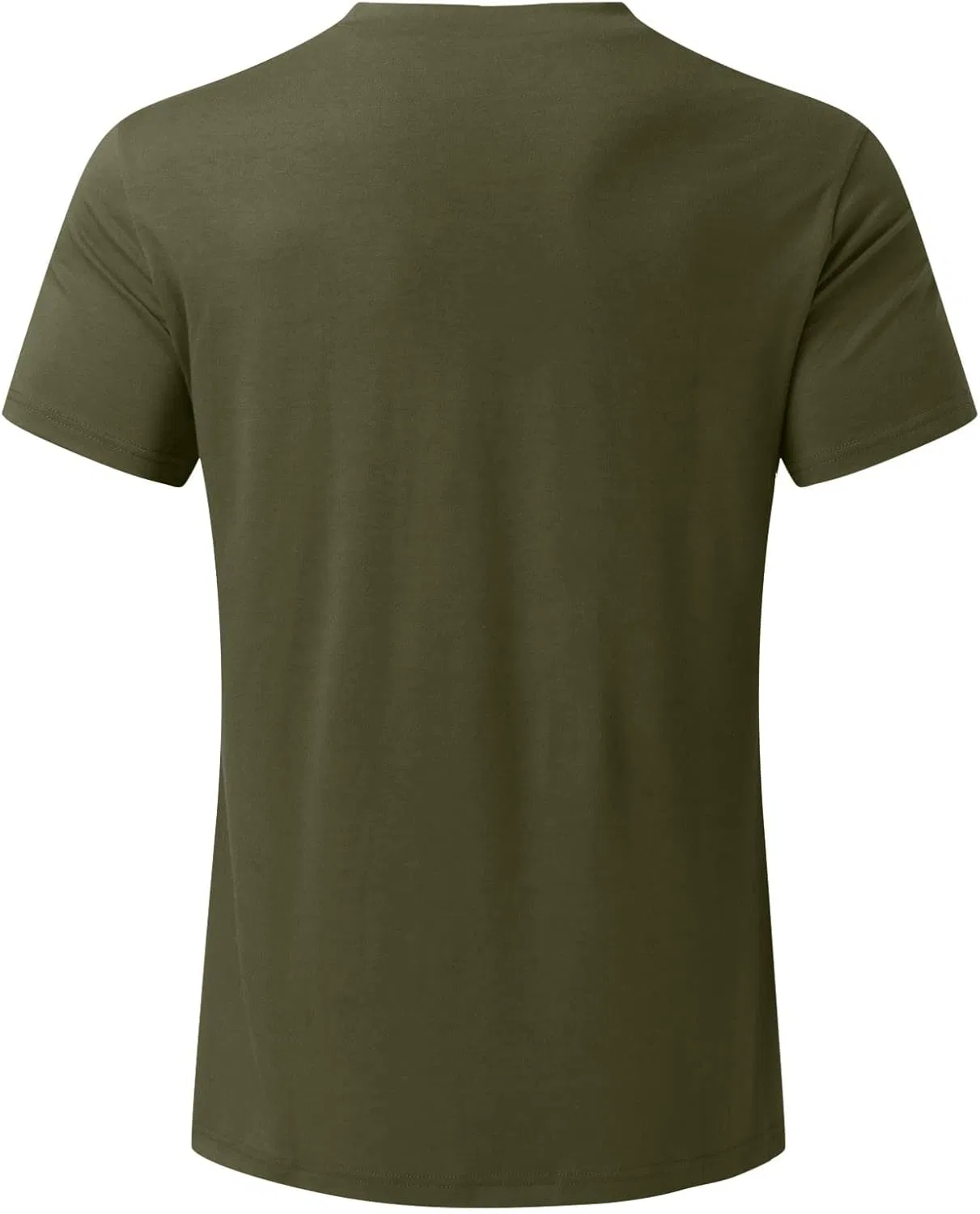 Мужская футболка с V-образным вырезом облегающая, Army Green — фото 4