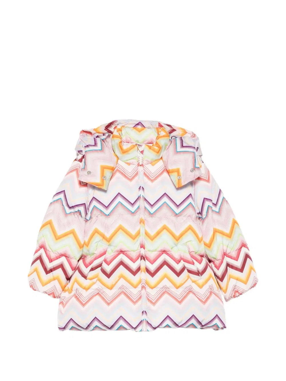 Утепленная куртка на молнии с зигзагообразным принтом Missoni Kids, розовый