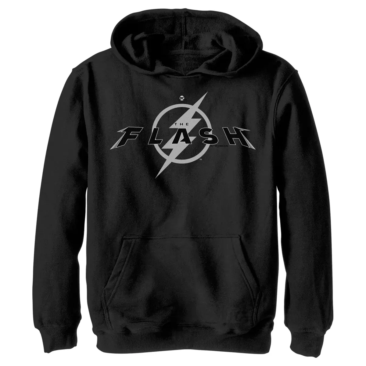 Детское худи с длинным рукавом с принтом The Flash Black Official Logo DC Comics, Black