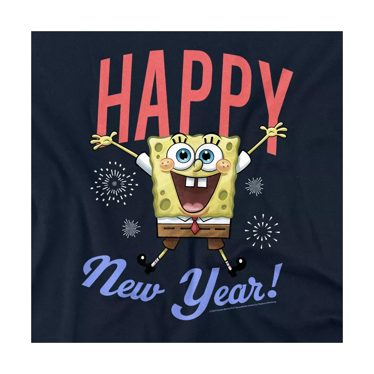 Детское боди с коротким рукавом SpongeBob Happy New Year Celebration, Navy — фото 2