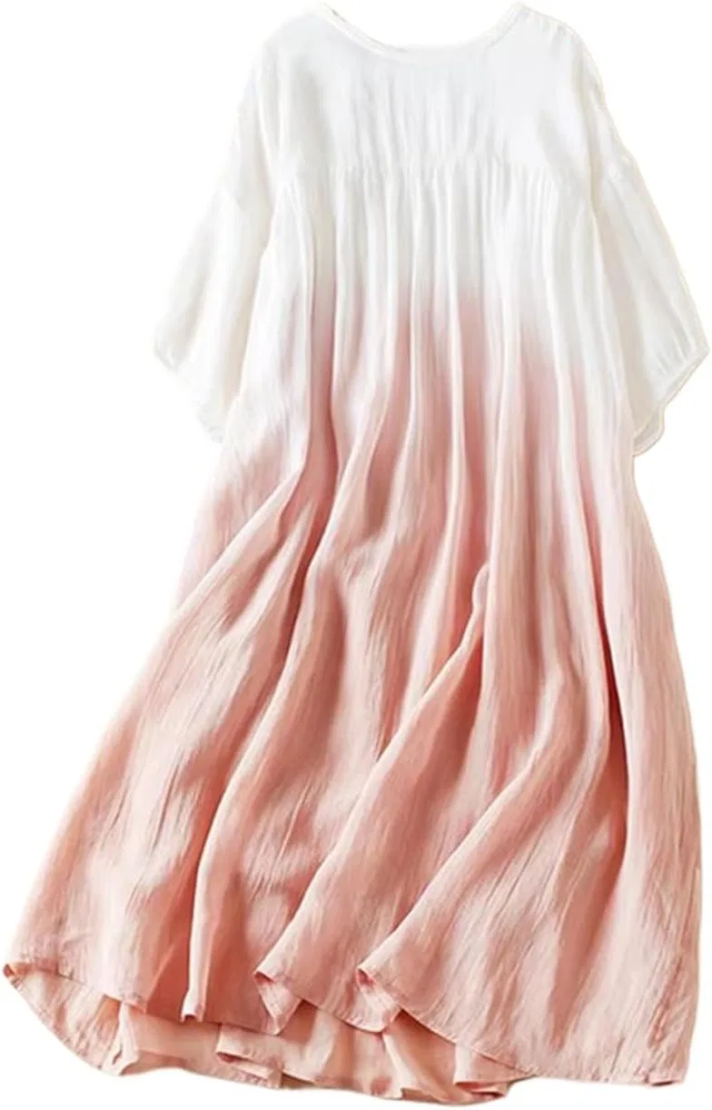 Женское свободное платье миди A-силуэта, Lightpink