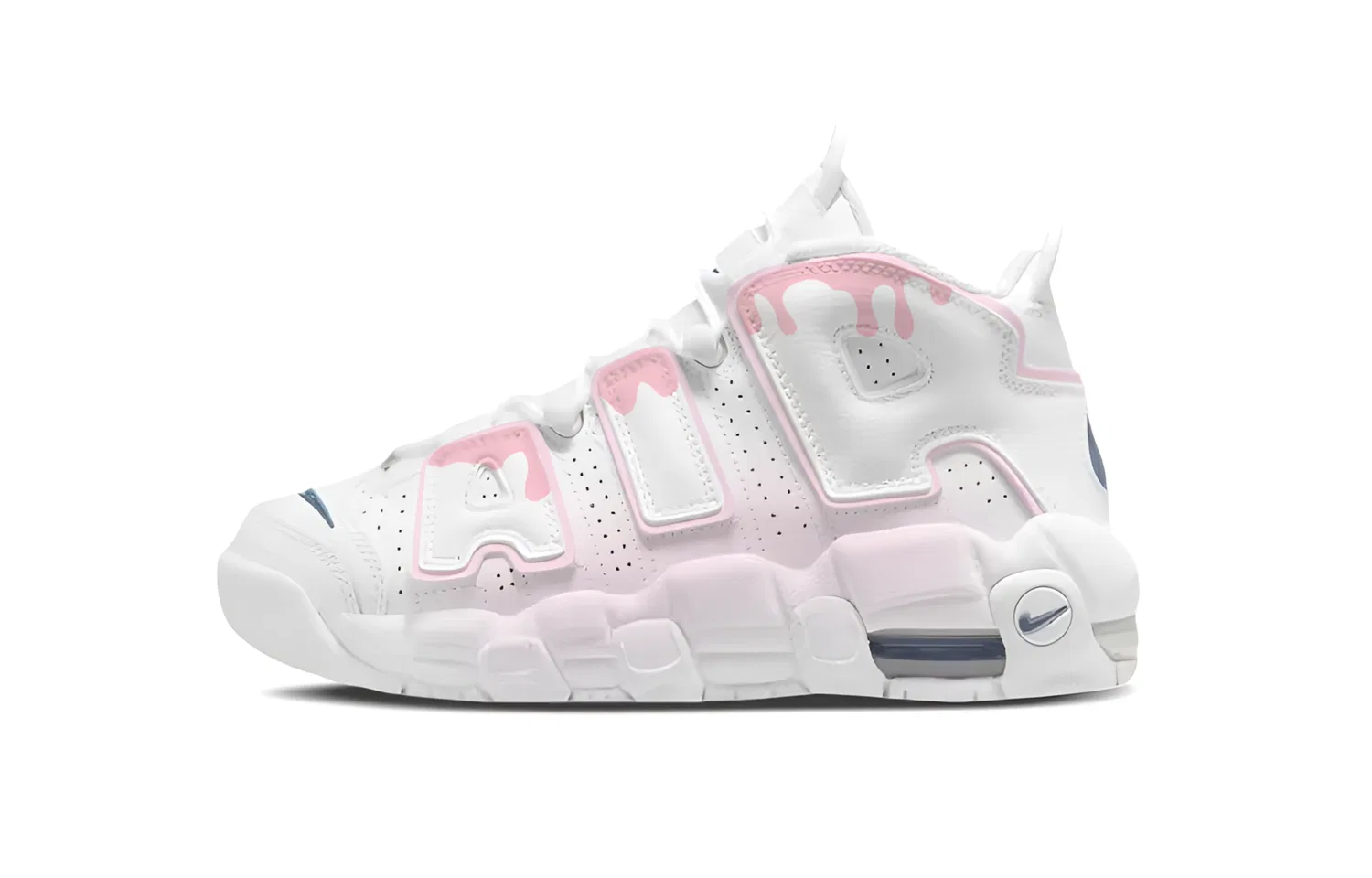 Детские кроссовки с высоким верхом Air More Uptempo GS Cloud Island White Mid top Vintage Basketball Shoes Nike, White Light Pink