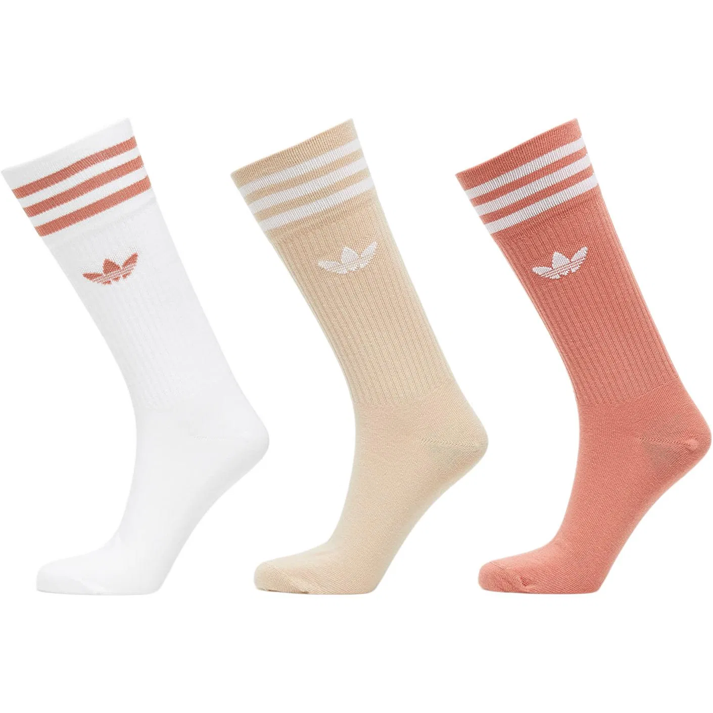 Носки с логотипом Adidas Originals, 3 пары, White/Magic Dream Beige/Magic Orange — фото 2