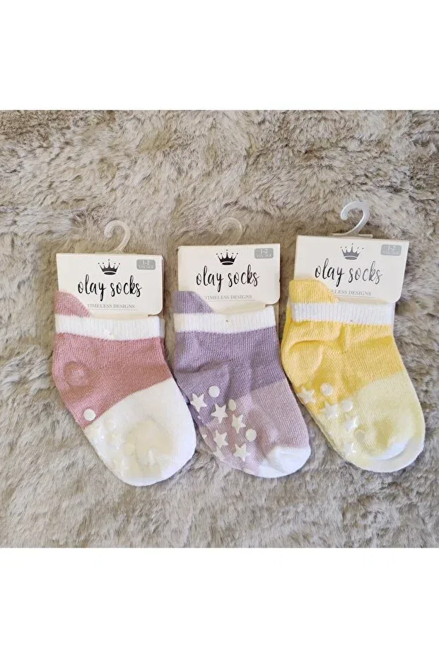 Детские носки хлопковые набор 3 пары Basics Olay Socks, Yellow - Purple - Damson — фото 2