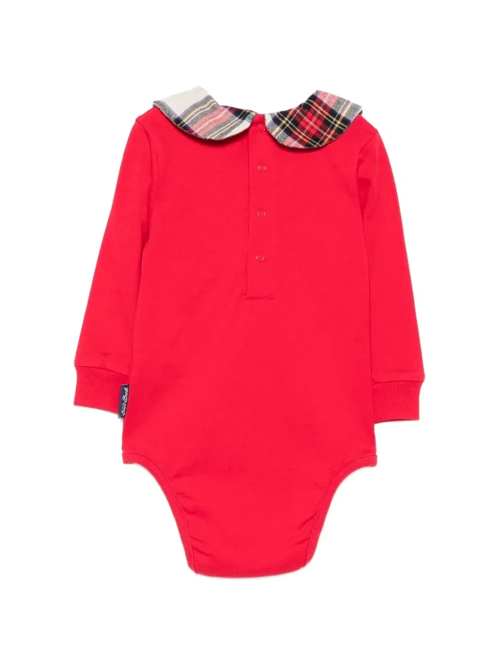 Боди с вышивкой и воротником в клетку MC2 Saint Barth Kids, красный — фото 2