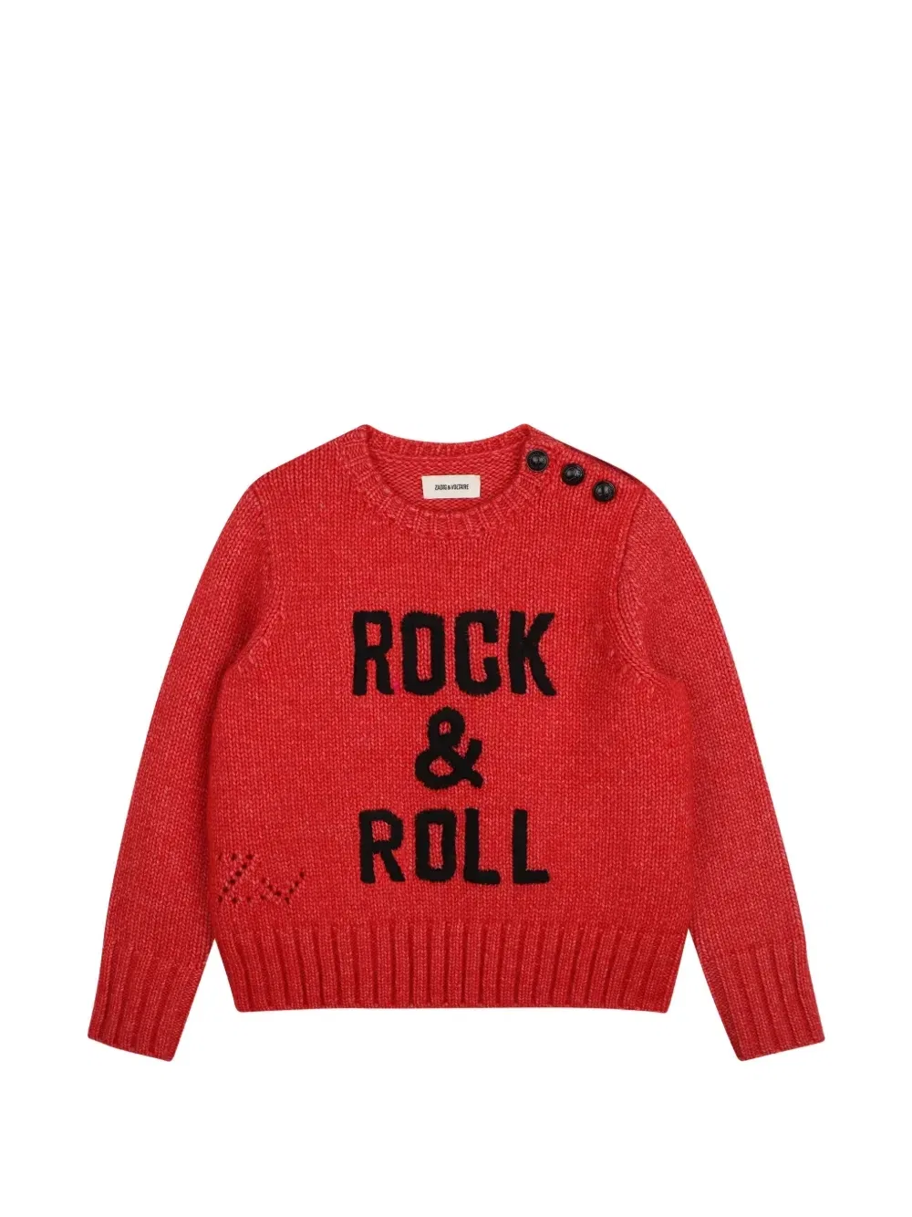 Свитер вязки интарсия с пуговицами на плече Zadig & Voltaire Kids, красный