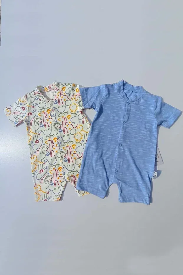 Детский комплект комбинезонов для мальчиков хлопковый Teddy Bear Patterned Badi Bear Embroidered Green Salopet and Socks Set Myzi Store, Mavi