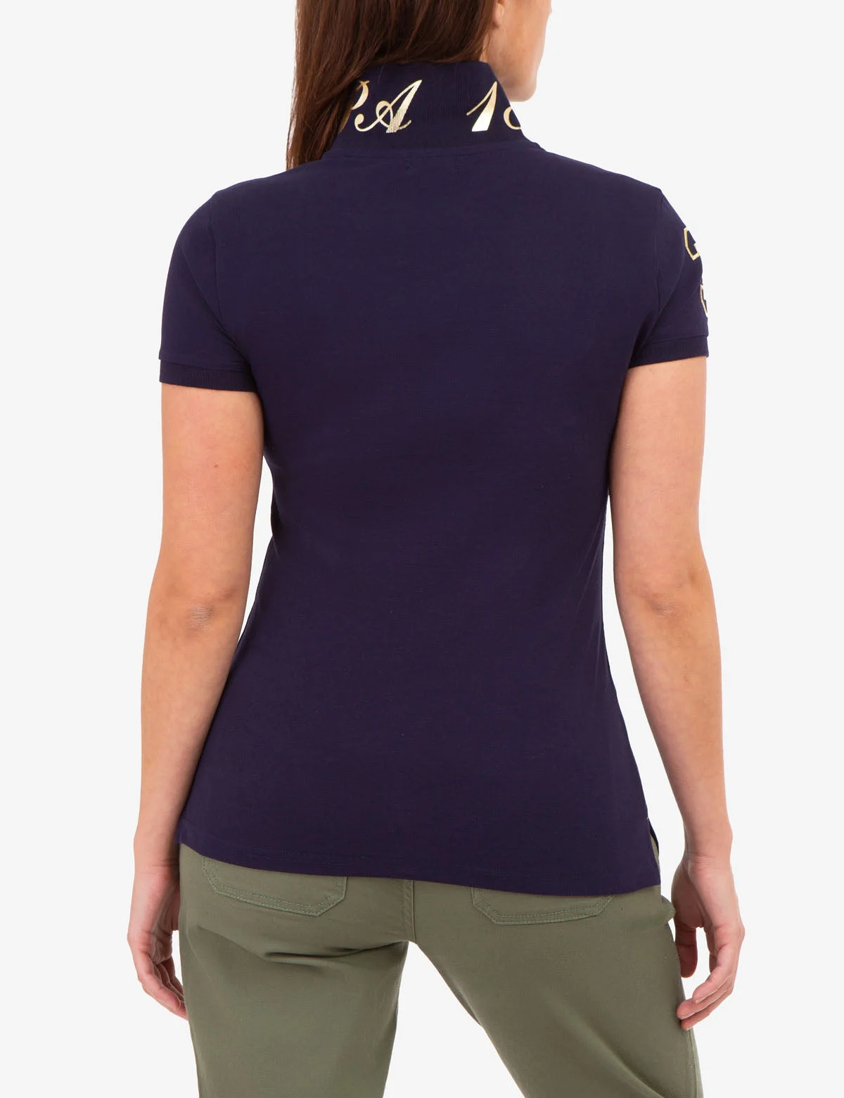 Женская футболка-поло U.S. Polo Assn. USPA Metallic Print, темно-синий — фото 2