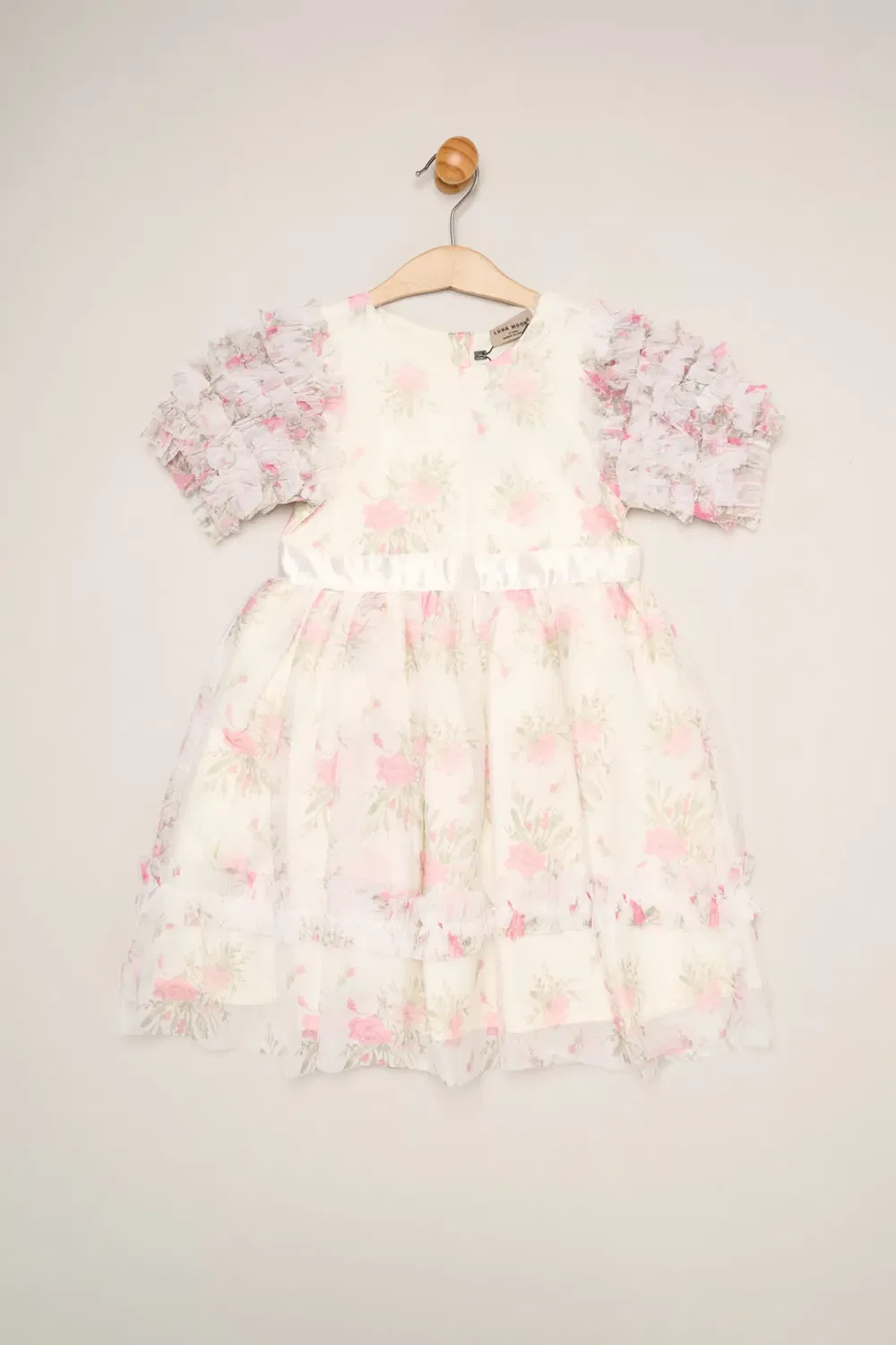 Детское платье из сетки с принтом Floral Mesh Dress Miss, Cream