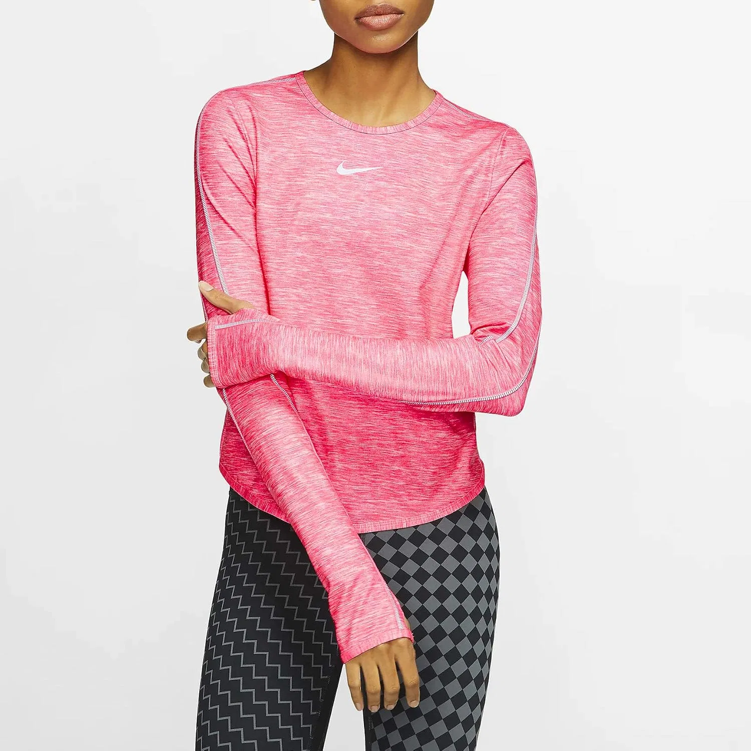 Женская облегающая футболка с длинным рукавом Nike, Pink — фото 3