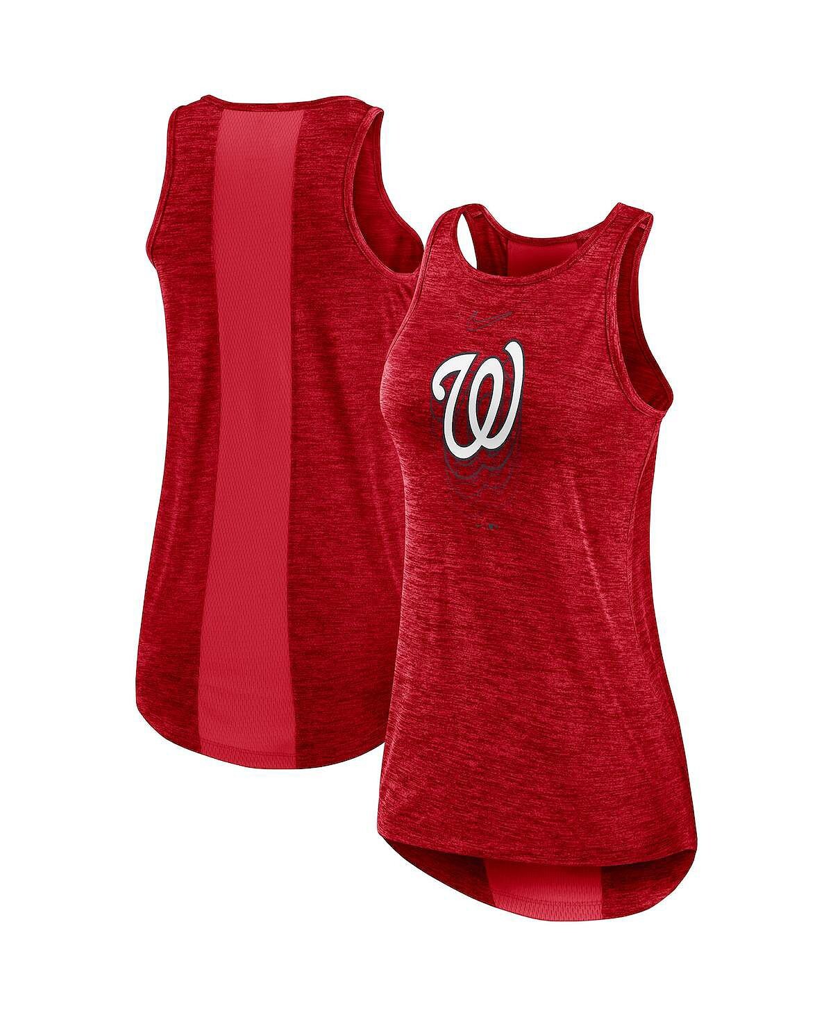 

Женская красная майка washington nationals logo fade с высоким вырезом Nike, красный