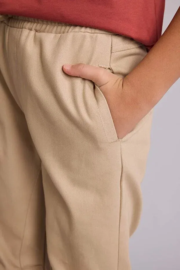 Детские брюки-джоггеры для девочек с эластичным манжетом Basics Defacto, Beige — фото 4