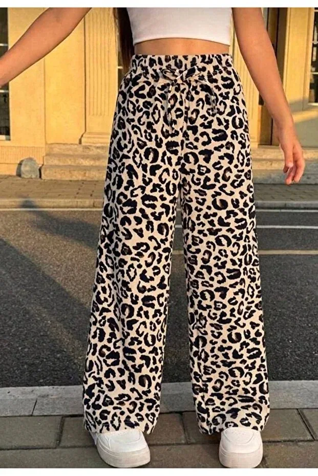 Детские брюки для девочек с принтом Wide Leg Leopard Patriko, Leopard — фото 4
