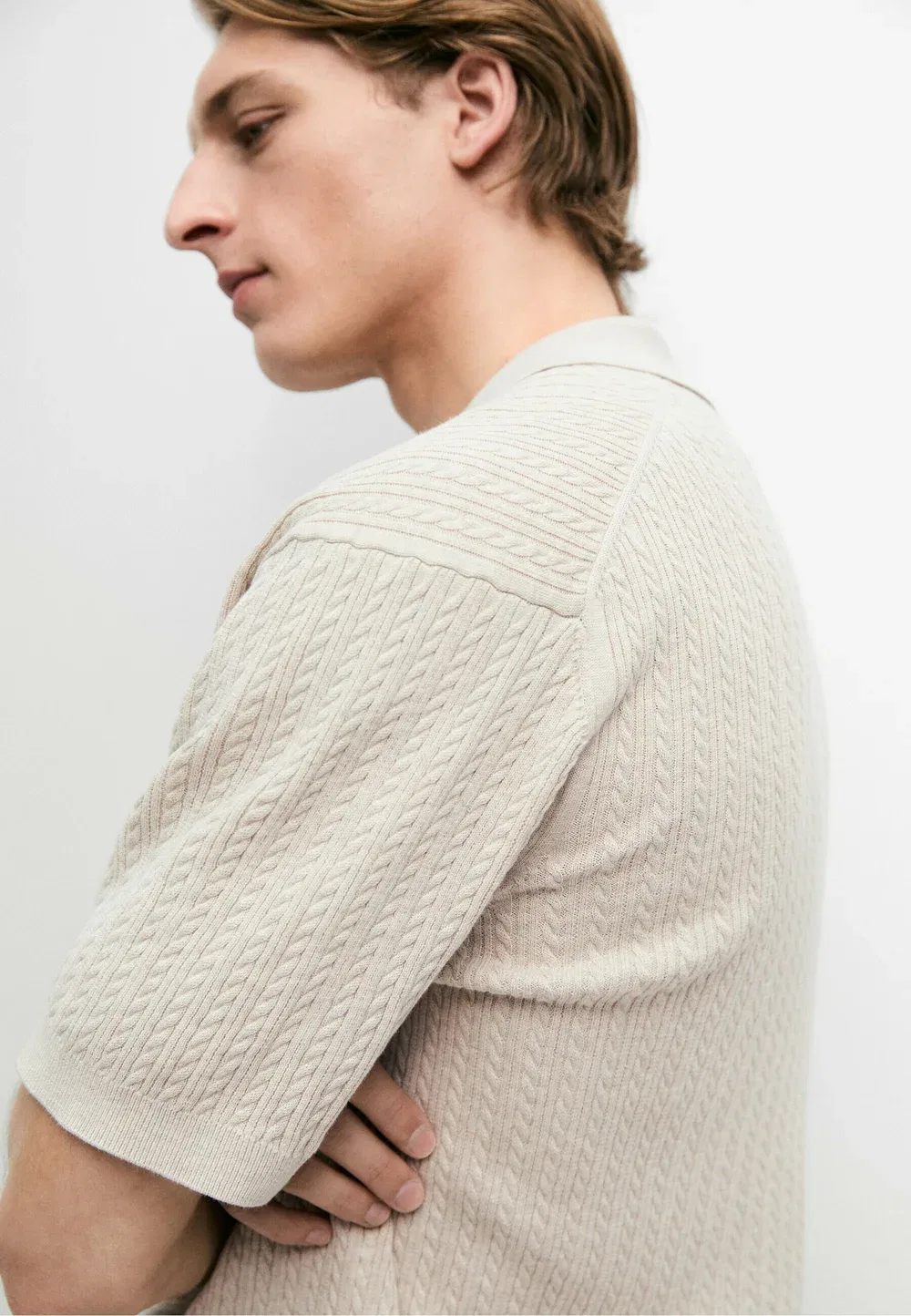 Рубашка поло Massimo Dutti, Beige — фото 4