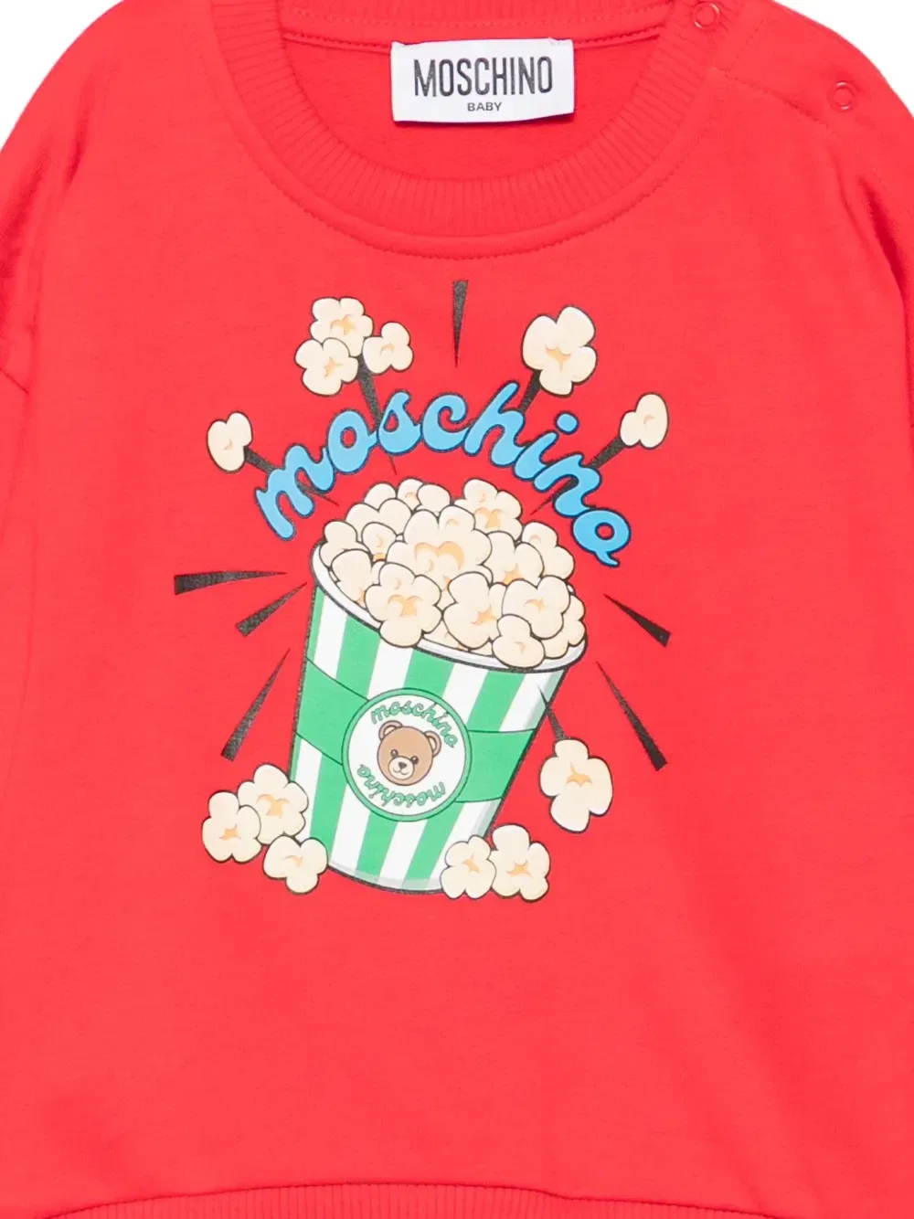 Толстовка с принтом "попкорн" и плюшевым мишкой Moschino Kids, красный — фото 3