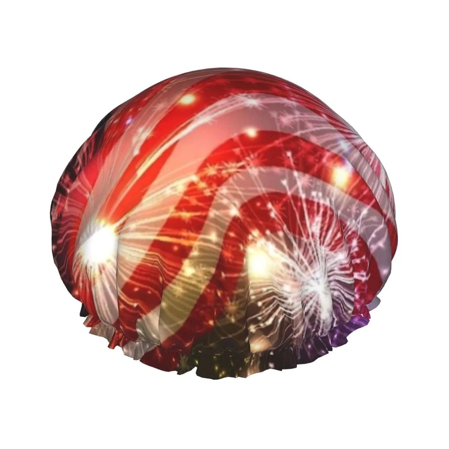 Шапочка для душа Double Splash Proof, TOLKAT, 1 шт, Fireworks American Flag
