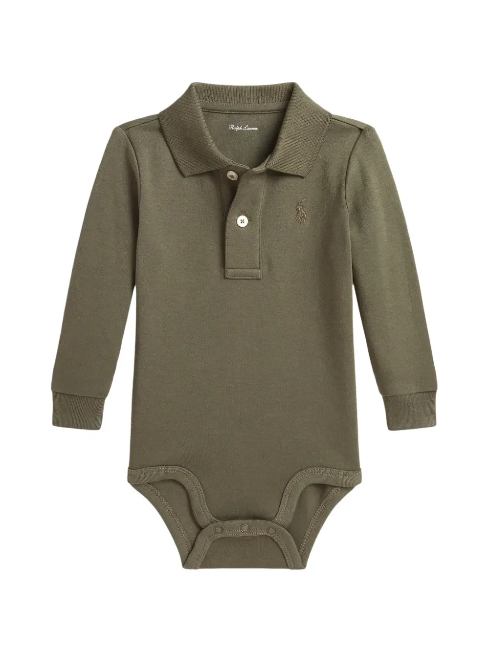 Хлопковый боди с вышивкой пони Polo Ralph Lauren Kids, зеленый