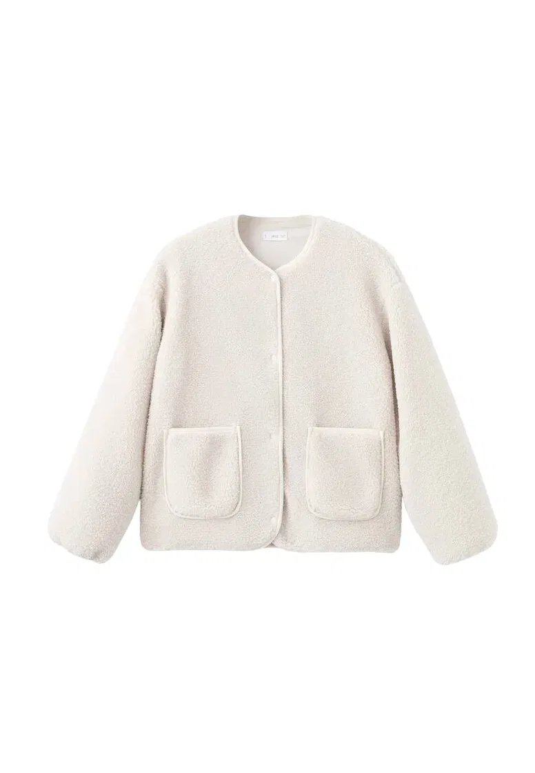 Подростковая флисовая куртка Mango Kids, Ecru — фото 4