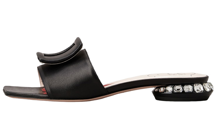 Слипоны Slide Slippers женские черные Roger Vivier