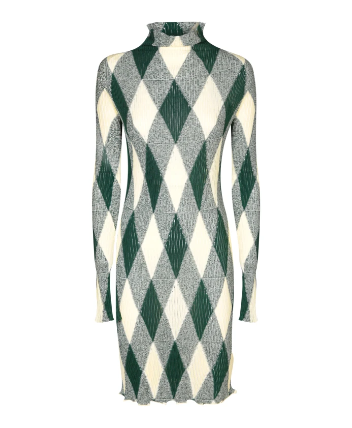 

Шелковое платье с ромбовидным узором Burberry, мультиколор