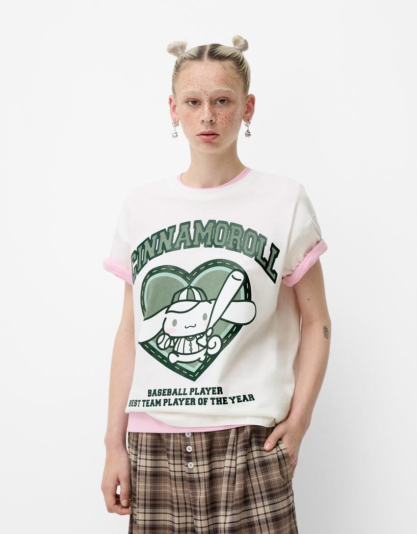 

Футболка с коротким рукавом cinnamoroll Bershka, белый