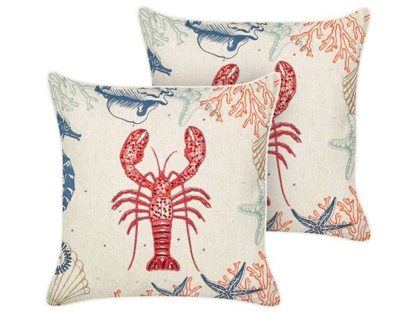 

Подушка Beliani 2 шт KELP, 45x45x45 см цвет beige/blau/rot