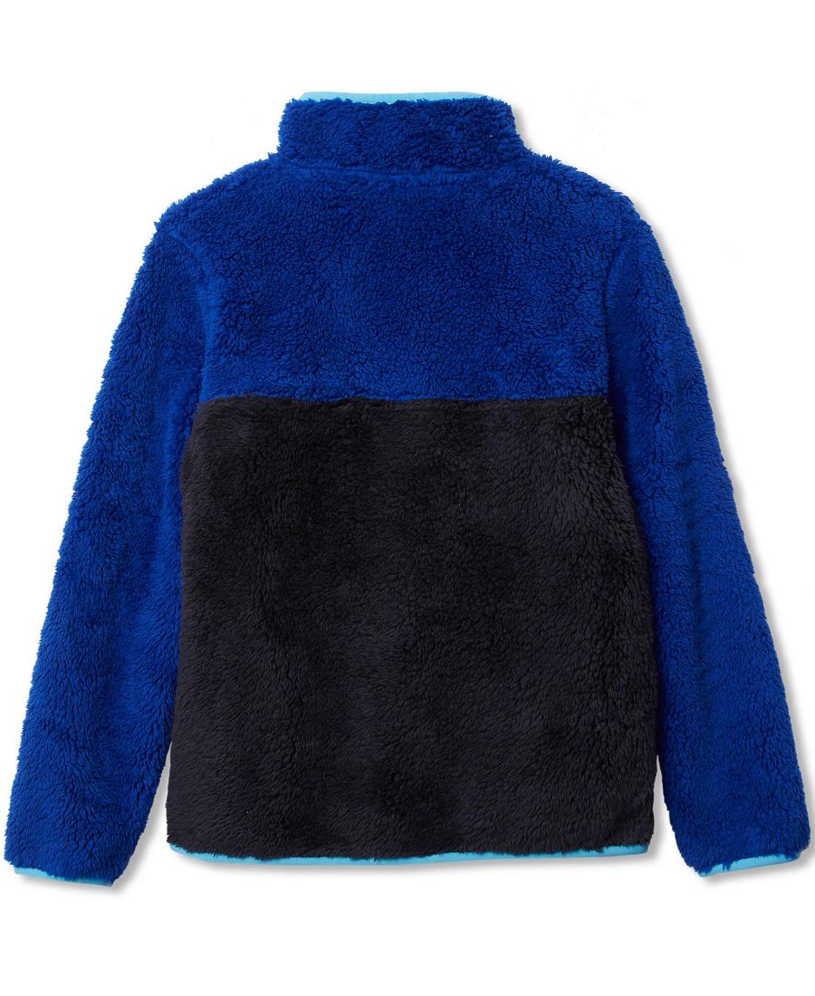 Детский флисовый пуловер Heritage с застежкой-молнией до четверти длины Lands' End, Bright blue/classic navy — фото 2