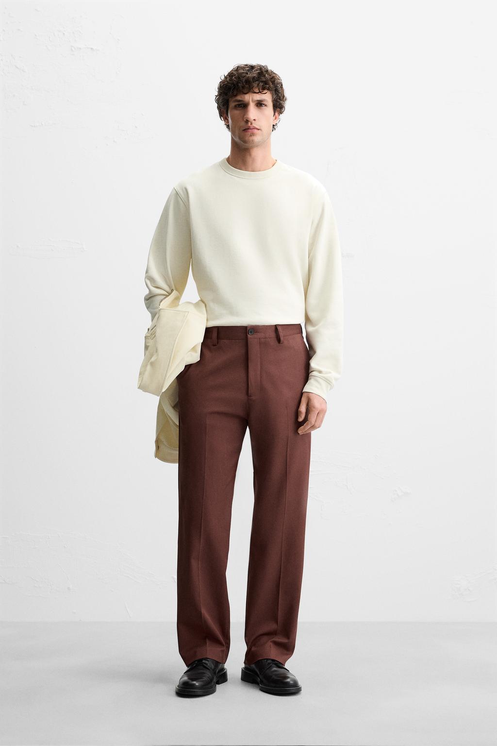 

Брюки из текстурированной саржи ZARA, цвет Brick