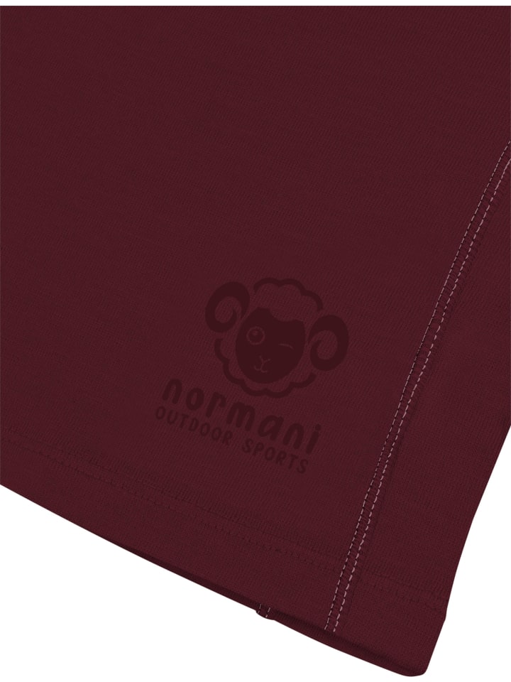 Normani Outdoor Sports Детская футболка с длинным рукавом из мериносовой шерсти с молнией на четверть длины, цвет бордо, Nyapari — фото 4