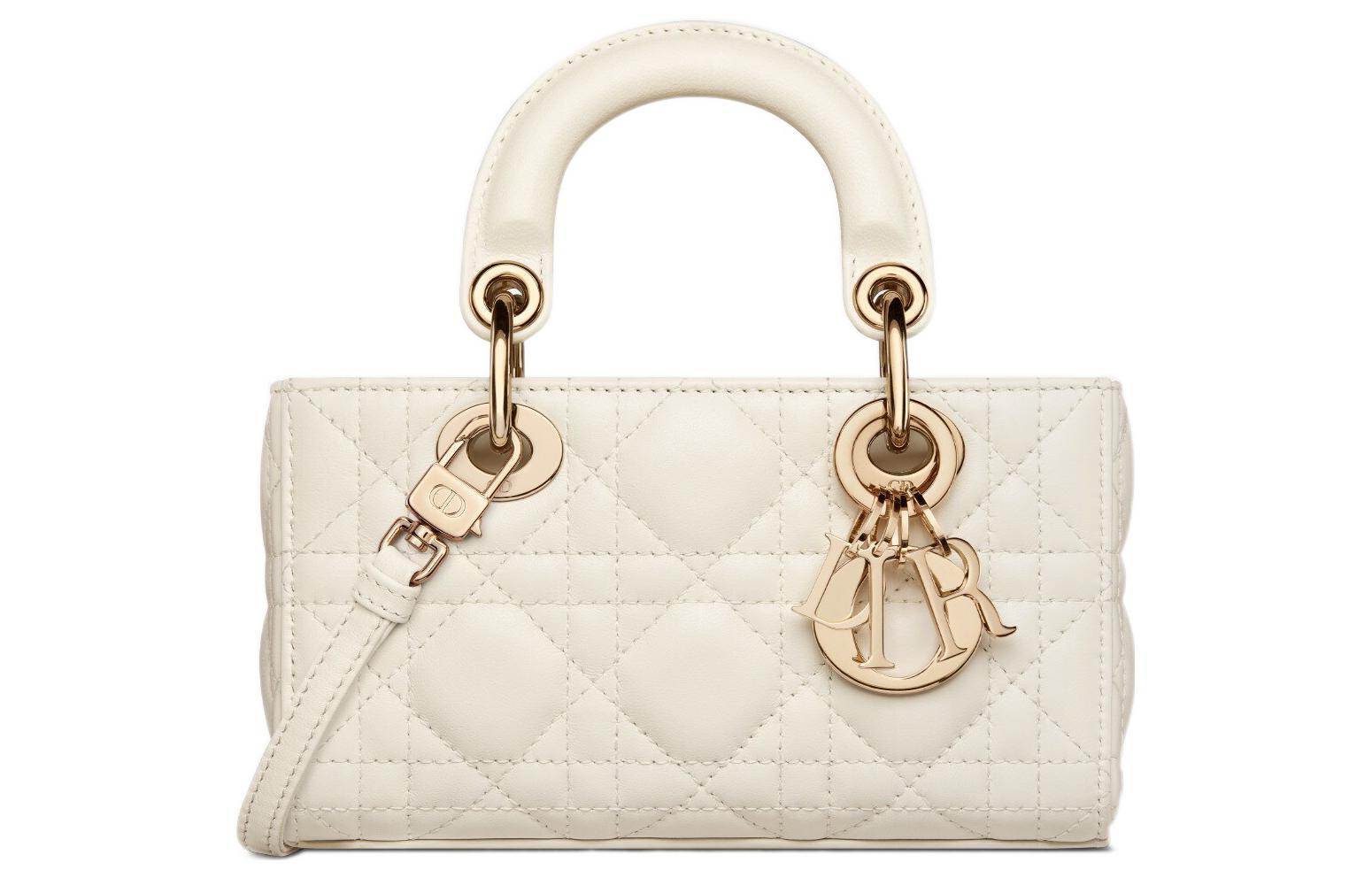 

Леди Ди Джой Сумка из овчины Lady Dior, через плечо, кроссбоди, женская супермини белая