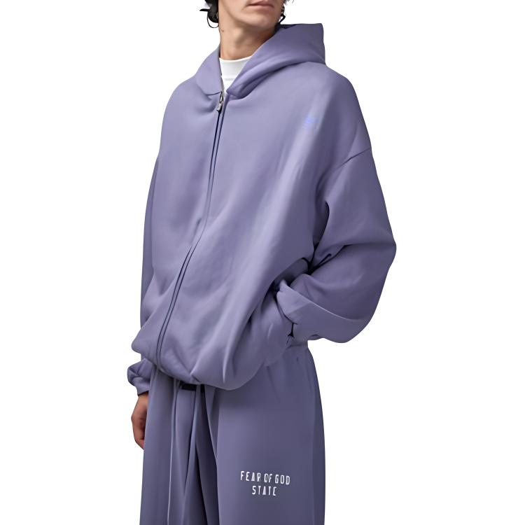 Куртка Fear of God Essentials HOMECOMING Heavy Fleece Full zip Hoodie 'Lavender', фиолетовый — фото 4